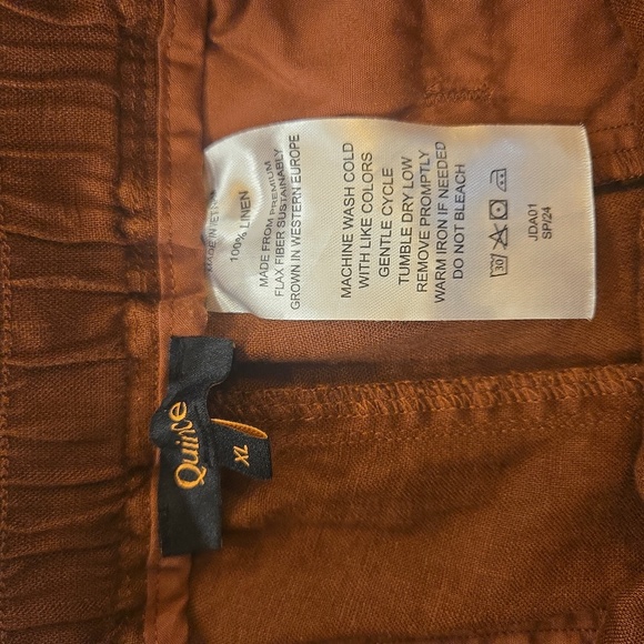 Quince 100% Linen Wide Leg Womens Pants Trousers Brown Size XL - Picture 10 of 10